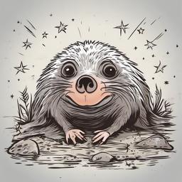 Star nosed mole  , vector illustration, clipart