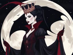 elegant vampire queen ruling over a dark and mysterious realm of the night. 