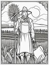 Scarecrow Coloring Pages - Farm Guardian Watching Over the Harvest  minimal black outline printable sheet, coloring page