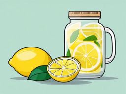 Lemon and Lemonade Jar Clipart - Lemon and a jar of lemonade.  color vector clipart, minimal style