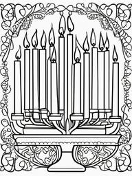 Hanukkah Menorah Coloring Pages - Celebration of Lights for Hanukkah  minimal black outline printable sheet, coloring page