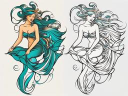 aquarius fairy tattoo  simple vector color tattoo