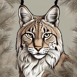 Lynx cartoon - wild cat with tufted ears and a short tail  