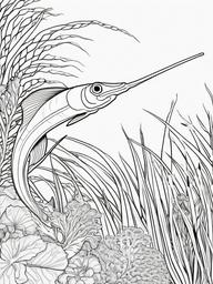 Pipefish Coloring Pages - Thin Long Bodied Fish  black outline printable sheet, coloring page