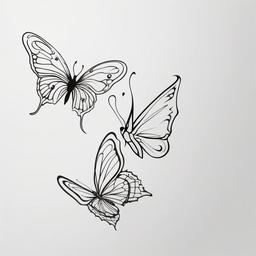 butterfly tattoo outline designs  simple color tattoo, minimal, white background