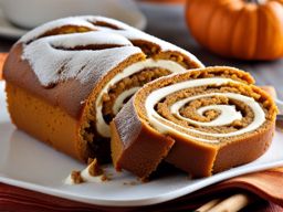 pumpkin roll, a spiced pumpkin cake rolled with cream cheese filling. 