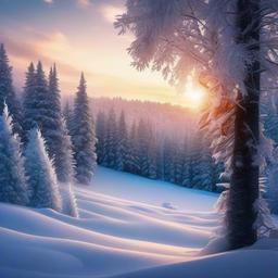 Winter background wallpaper - snow forest background  