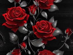 Red and Black Wallpaper - Digital Red Roses and Cyber Gothic Black Elegance, Digital Passion and Mystery  intricate patterns, splash art, wallpaper art