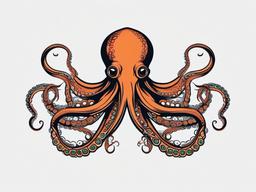 Best Octopus Tattoo - Discover top-notch octopus tattoo designs celebrated for their artistic excellence and creativity.  simple vector color tattoo,minimal,white background