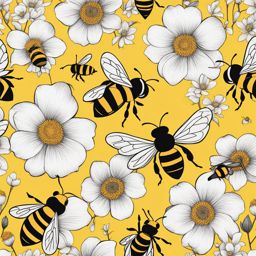 bee clipart in a blooming garden - buzzing with vibrant life. 