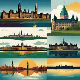 Ottawa clipart - Parliament Hill and Ottawa River, ,color clipart vector style