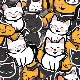 Grinning Cat and Smiling Cat Emoji Sticker - Playful feline duo, , sticker vector art, minimalist design