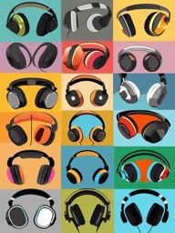 Headphones clipart - Over-ear headphones for audio listening, ,vector color clipart,minimal