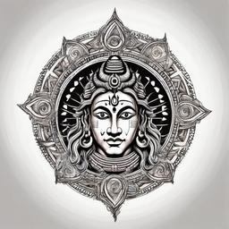 color lord shiva tatoo inside wheel  ,tattoo design, white background