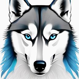 husky tattoo blue eyes  simple color tattoo,minimal,white background