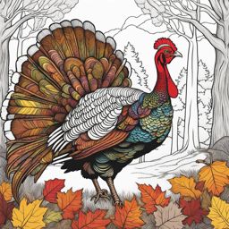 turkey coloring pages - turkeys strut and gobble in the heart of a colorful forest. 