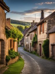 forgotten medieval villages in auvergne - illustrate the charm of forgotten medieval villages in the auvergne region, featuring half-timbered houses and winding streets. 