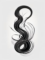 Abstract black mamba waves ink. Dynamic serpent energy.  minimalist black white tattoo style