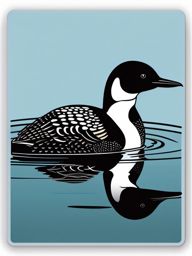 Common Loon Sticker - A graceful common loon swimming in calm waters, ,vector color sticker art,minimal
