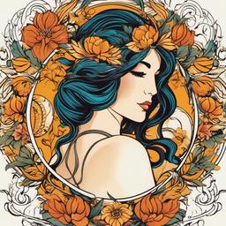 virgo september flower tattoo  simple vector color tattoo