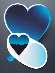 Blue Heart Sticker - Calm and serene, ,vector color sticker art,minimal