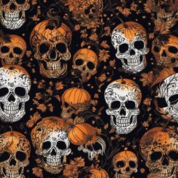 Skull Wallpapers - Spooky Skulls on Halloween Night  wallpaper style, intricate details, patterns, splash art, light colors