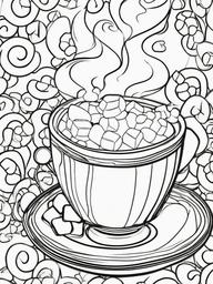 Food Coloring Pages - Hot cocoa with marshmallows on top  simple coloring pages