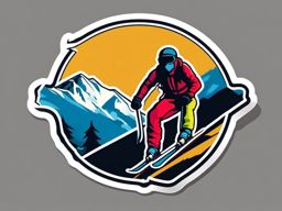 Skiing Downhill Track Sticker - Alpine descent, ,vector color sticker art,minimal