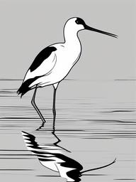 Avocet Coloring Pages - Long Legged Wading Bird  minimal black outline printable sheet, coloring page