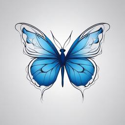 blue outline butterfly tattoo  simple color tattoo, minimal, white background