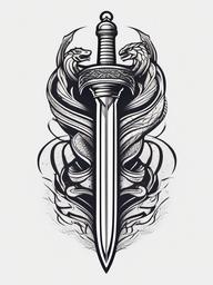 Dagger Snake Tattoo - Tattoo featuring a dagger and snake motif.  simple vector tattoo,minimalist,white background