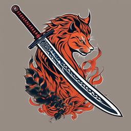 Inosuke Sword Tattoo-Creative and fierce tattoo featuring Inosuke's sword, perfect for fans of the Demon Slayer series.  simple color vector tattoo