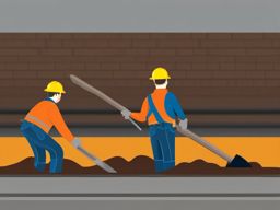 Trench Digging clipart - Workers digging a trench for utilities., ,vector color clipart,minimal