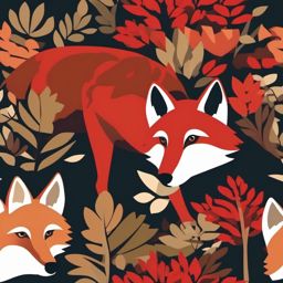 Red Wolf Clip Art - Red wolf in a forested habitat,  color vector clipart, minimal style