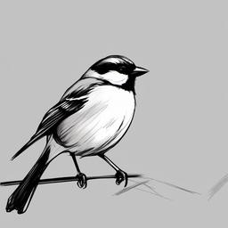 sketch of sparrow  minimal rough sketch scribbles,doodles,black and white