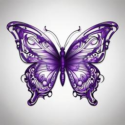 purple outline butterfly tattoo  