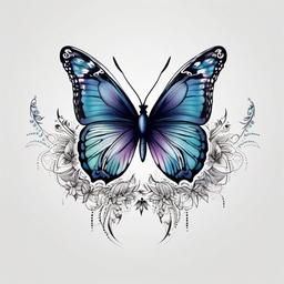 temporary tattoo butterfly design  simple color tattoo, minimal, white background