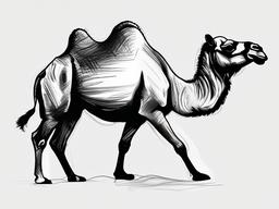 sketch of a camel  minimal rough sketch scribbles,doodles,black and white