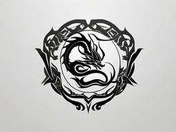 Akali Dragon Tattoo - Tattoo inspired by Akali, a character with dragon motifs in League of Legends.  simple color tattoo,minimalist,white background