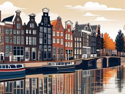 Amsterdam clipart - Rijksmuseum and Amsterdam canals, ,color clipart vector style