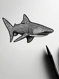 drawing of Zebra shark  minimal rough sketch scribbles,doodles,black and white