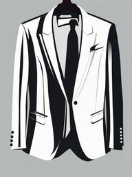 Business suit hanging on a hanger clipart.  vector style illustration, white background