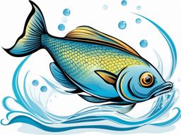 fish clipart - a playful fish swimming in water. 