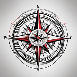 Compass Globe Tattoo - A tattoo with a globe incorporated into a compass design.  simple color tattoo design,white background