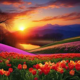 spring sunset wallpaper  ,background wallpaper