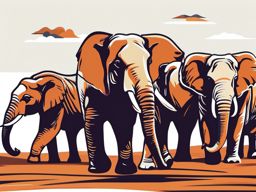 Elephant Herd Clip Art - Herd of elephants on the move,  color vector clipart, minimal style