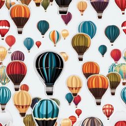 Hot Air Balloons in the Sky Sticker - Floating hot air balloons, ,vector color sticker art,minimal