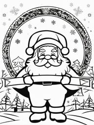 Santa with a Christmas Banner Coloring Pages - Holding a Merry Christmas Banner  minimal black outline printable sheet, coloring page