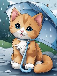 cat coloring pages - a cute kitten cuddles with a plush toy on a rainy day. 