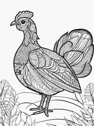 Turkey Coloring Pages - Festive Feathery Barnyard Bird  minimal black outline printable sheet, coloring page